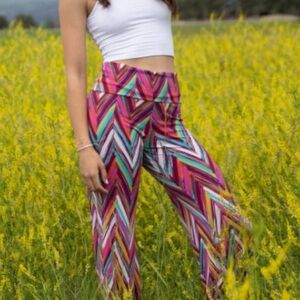 Veronica M Red and Pink Chevron Leggings